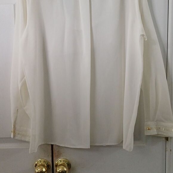 Yves St. Clair vintage cream color button down long sleeve blouse Sz 16 NWT - Picture 10 of 12